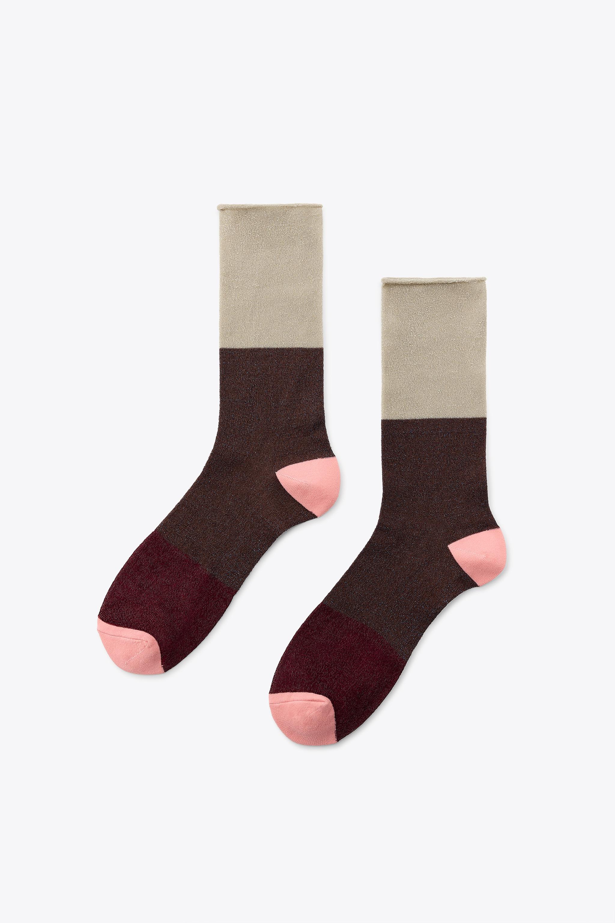Combined Socks With Metallic Thread