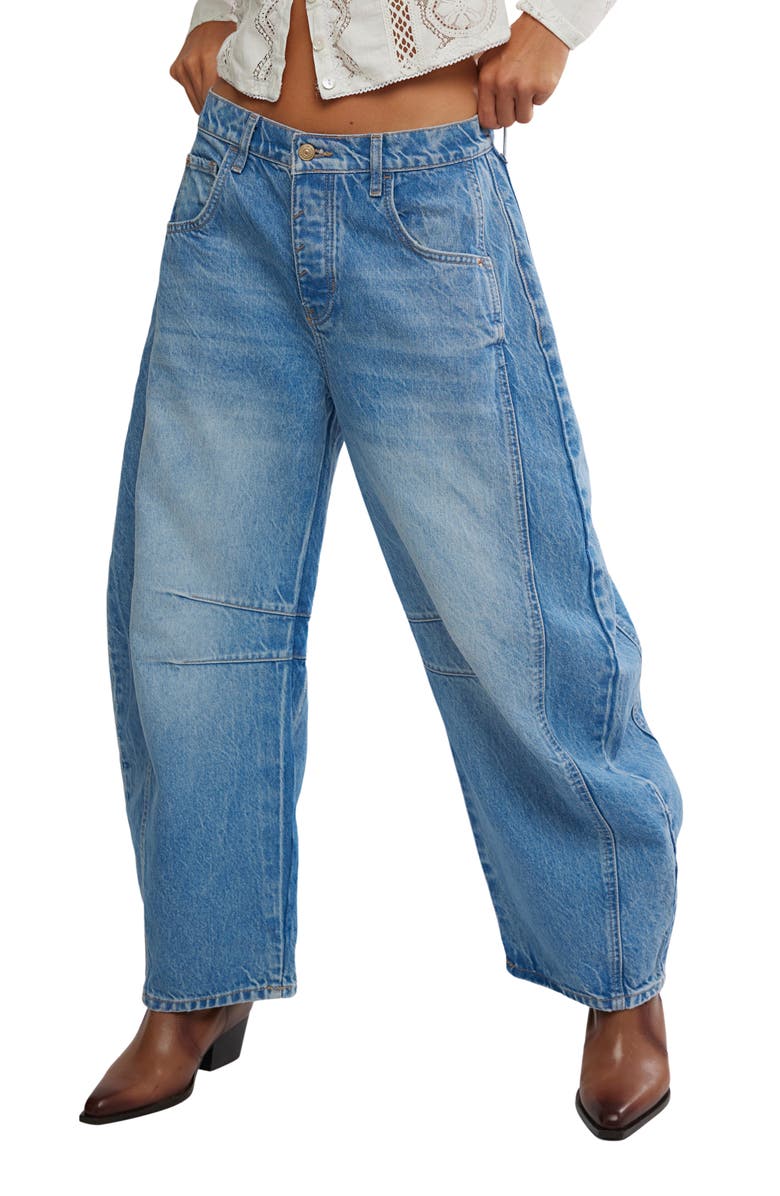 We the Free Good Luck Mid Rise Barrel Leg Jeans