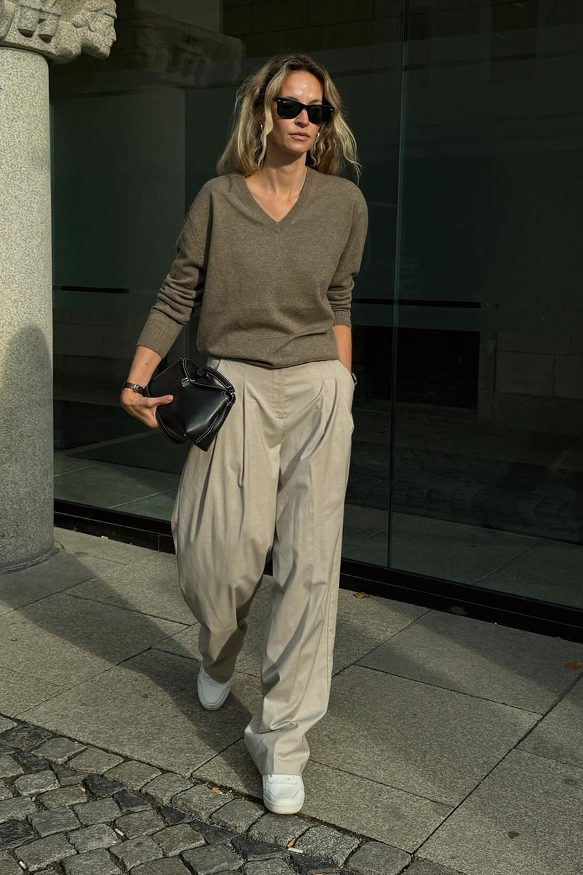 A woman wearing khaki pants