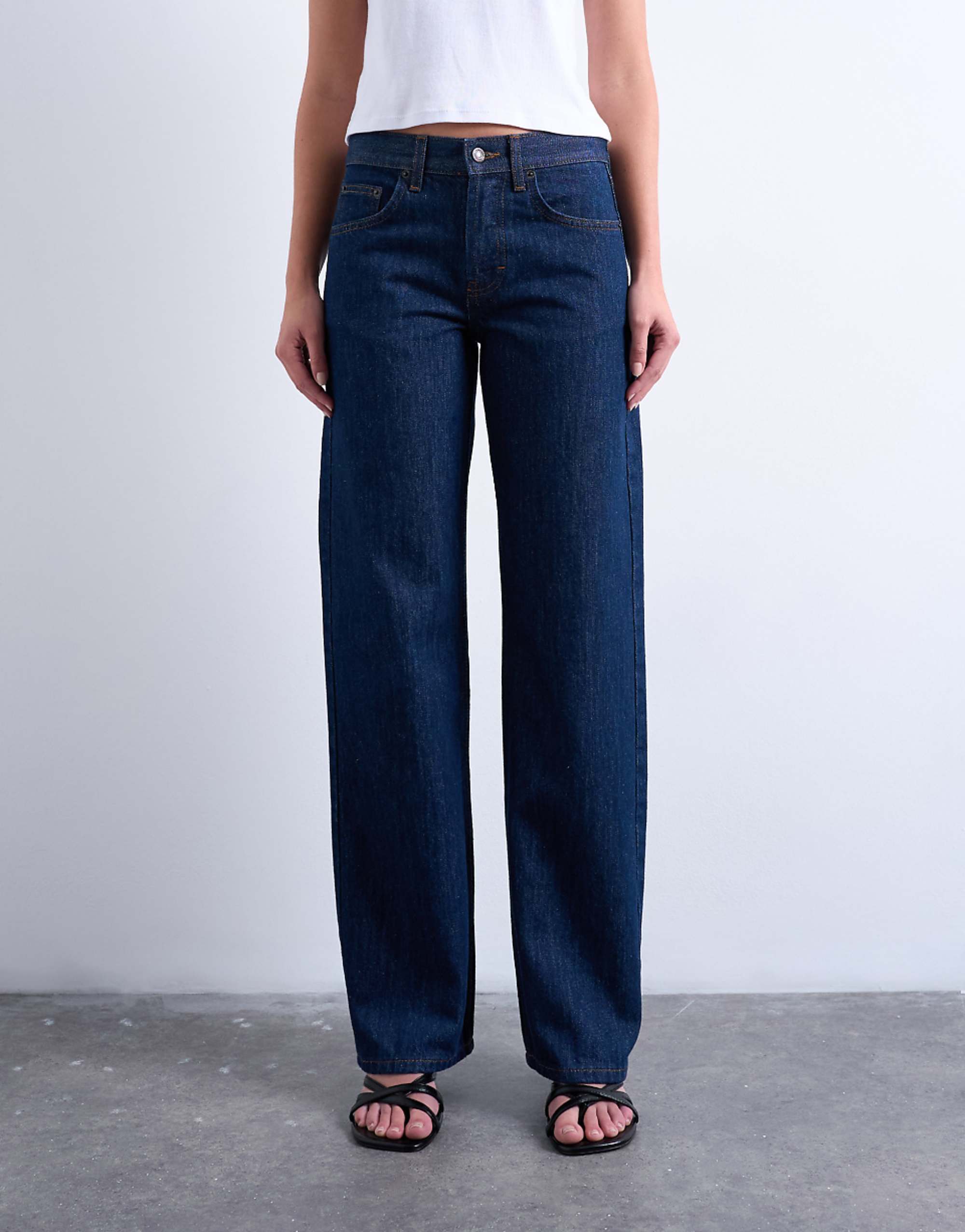 Topshop Ember Low Rise Straight Leg Jean in Indigo Rinse