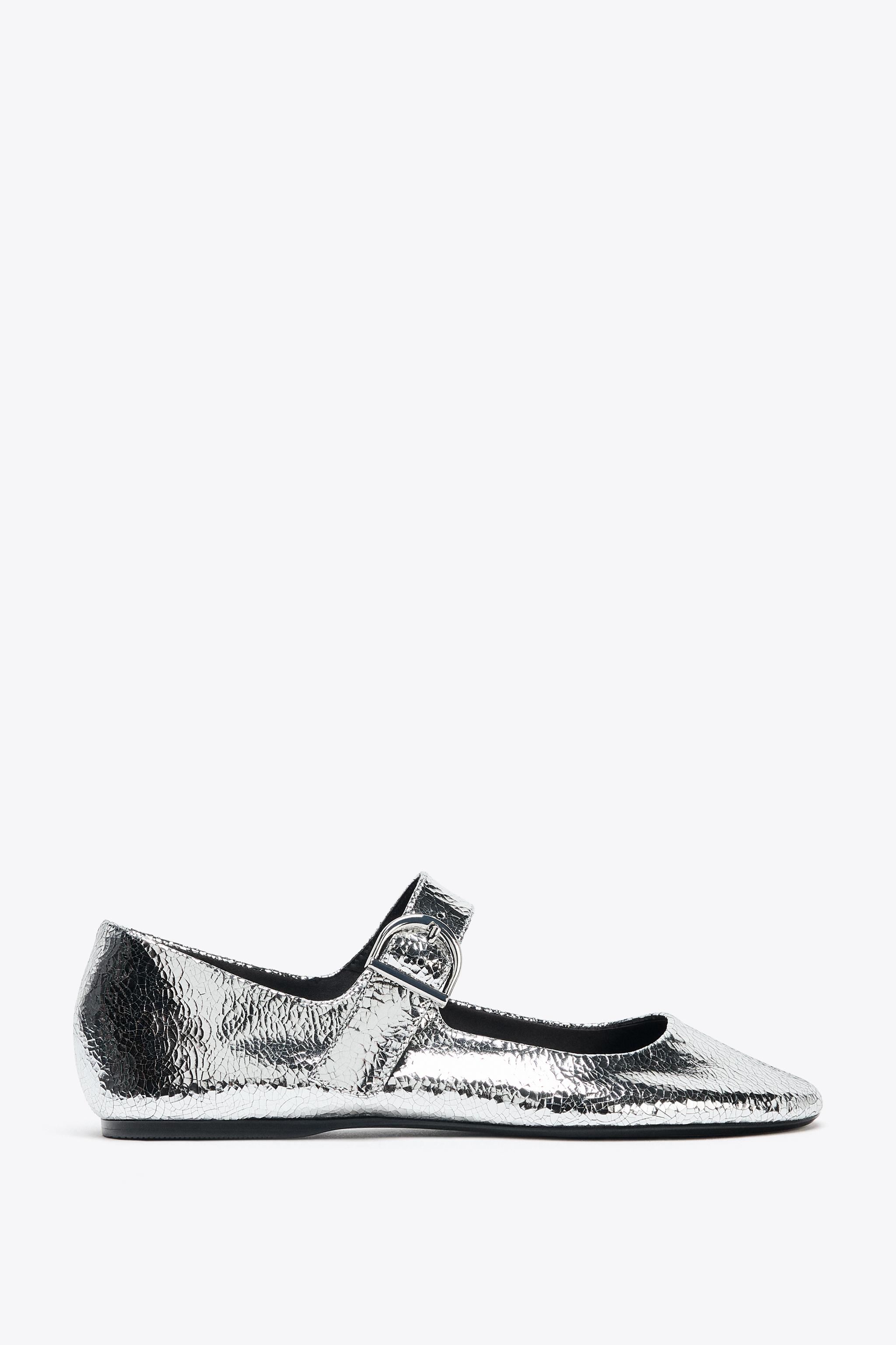 Metallic Leather Ballet Flats