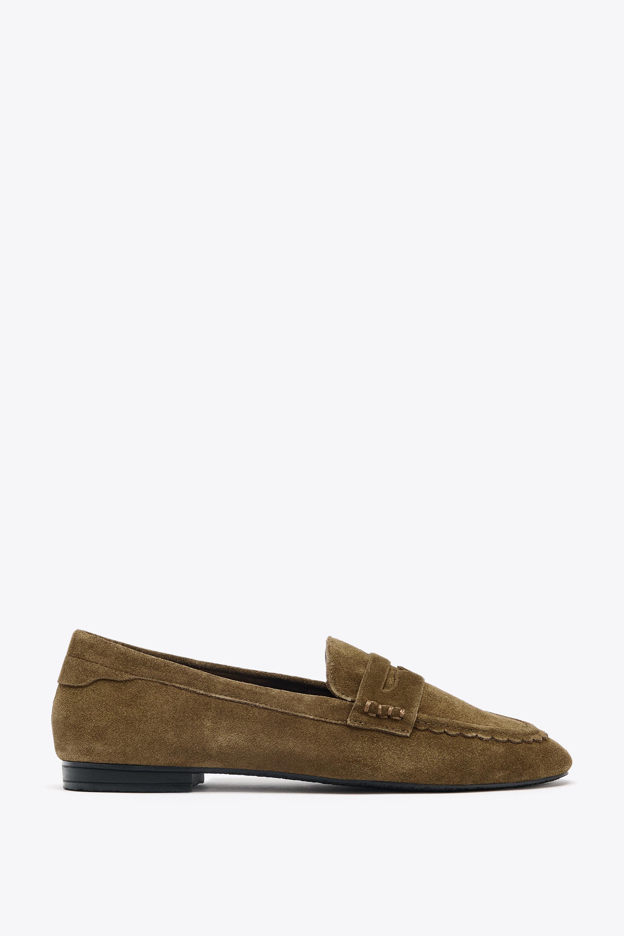 Stitched Split Suede Loafers