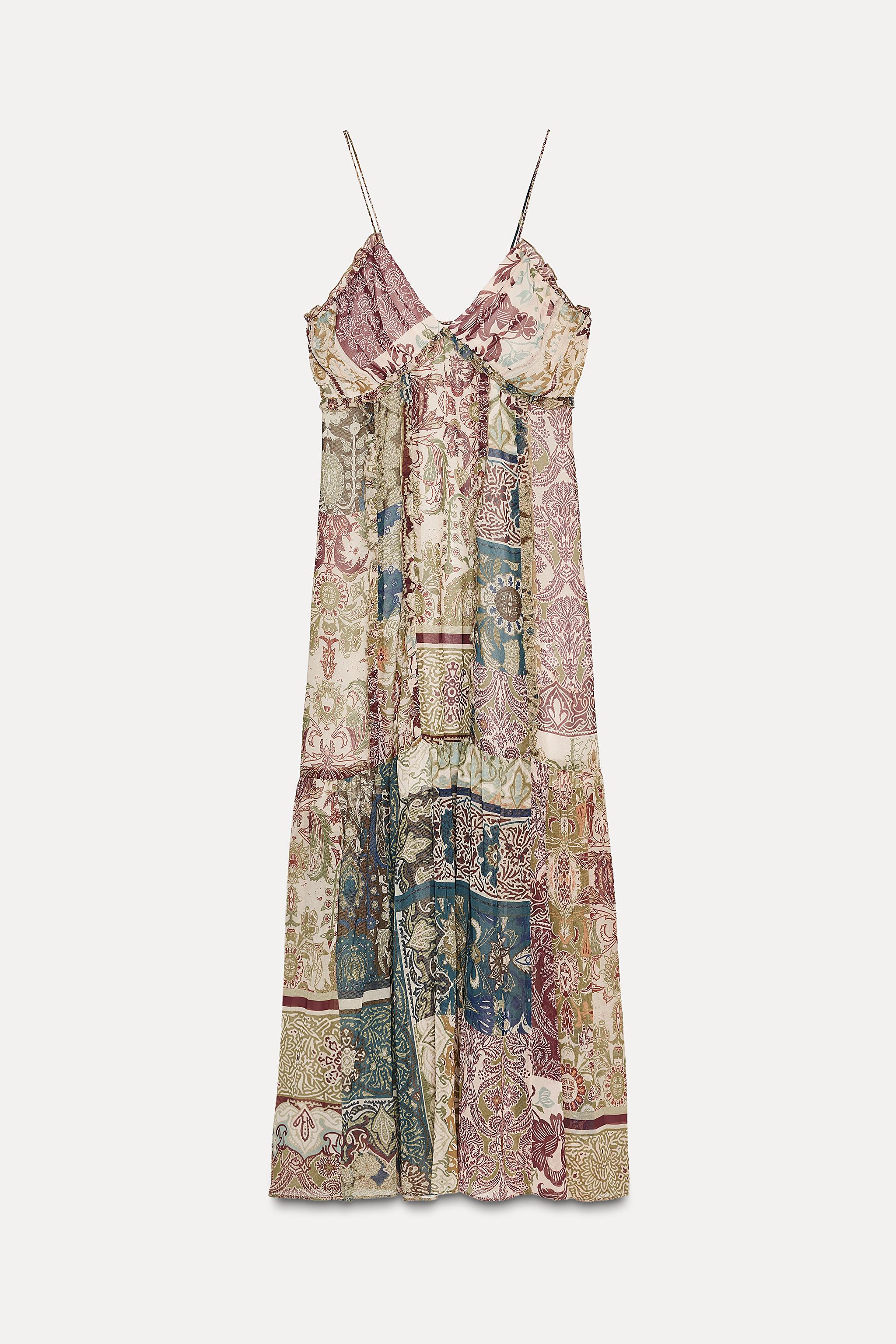 Patchwork Print Midi Dress