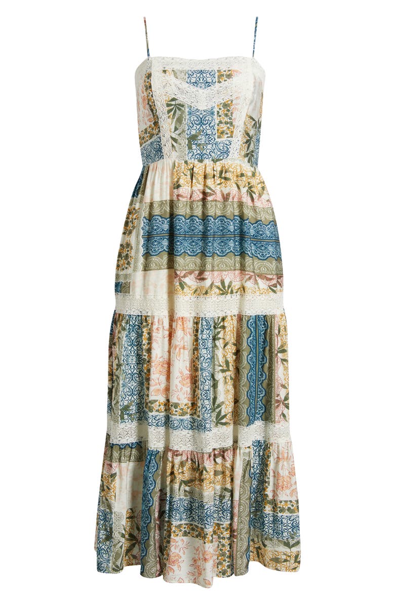 Lace Inset Patchwork Midi Dress