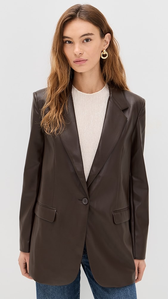Susana Monaco Faux Leather Boyfriend Blazer