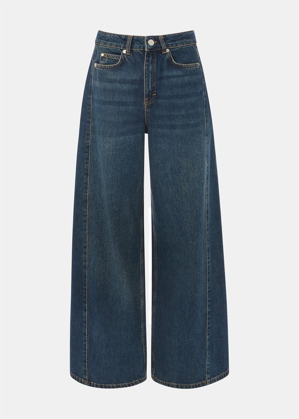 Dark Denim Panel Wide Leg Jean