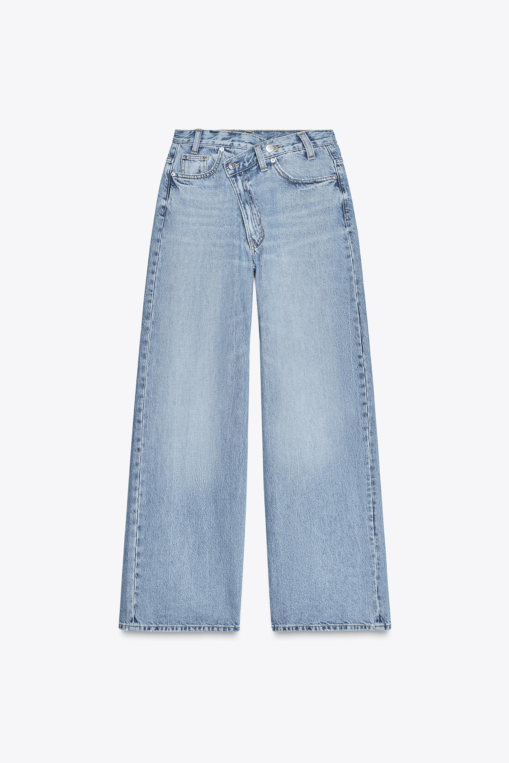 High-Waist Trf Wide-Leg Crossover Waist Jeans