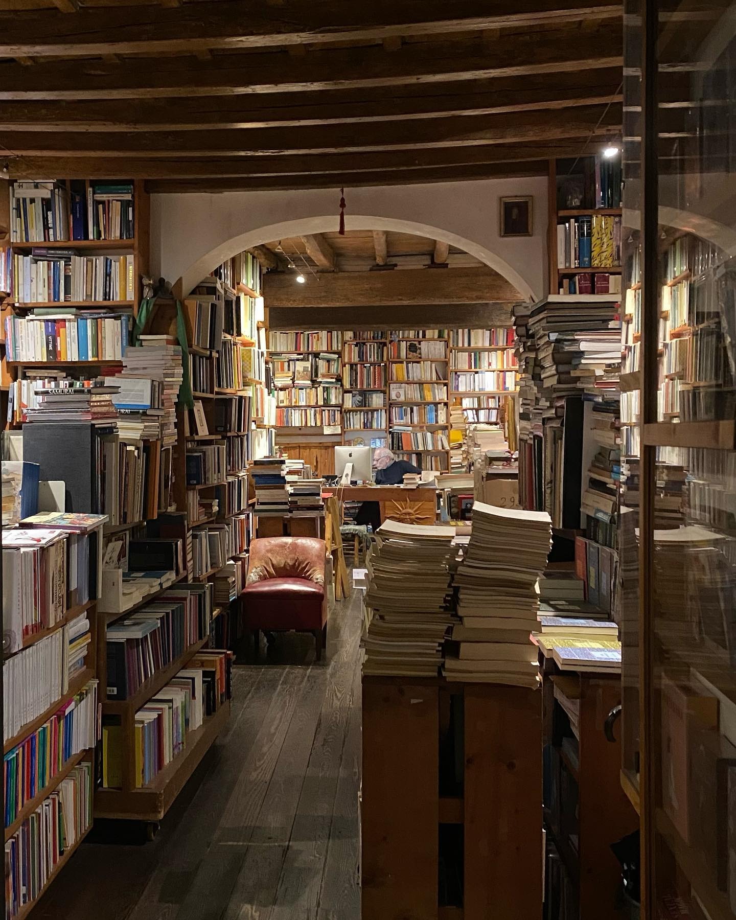 An image of a historic bookstore in Rome, Italy.