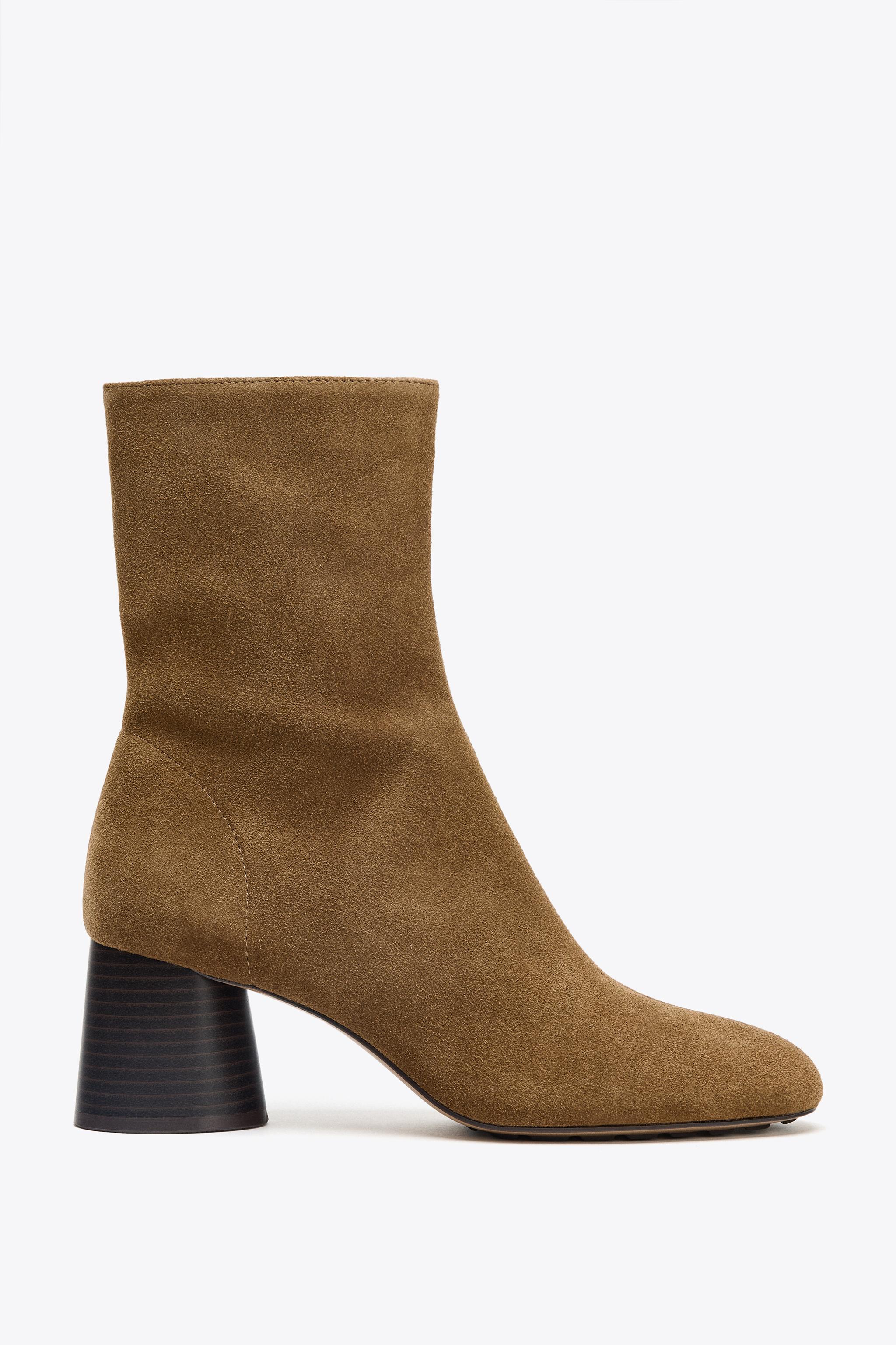 Split Suede Block Heel Ankle Boots