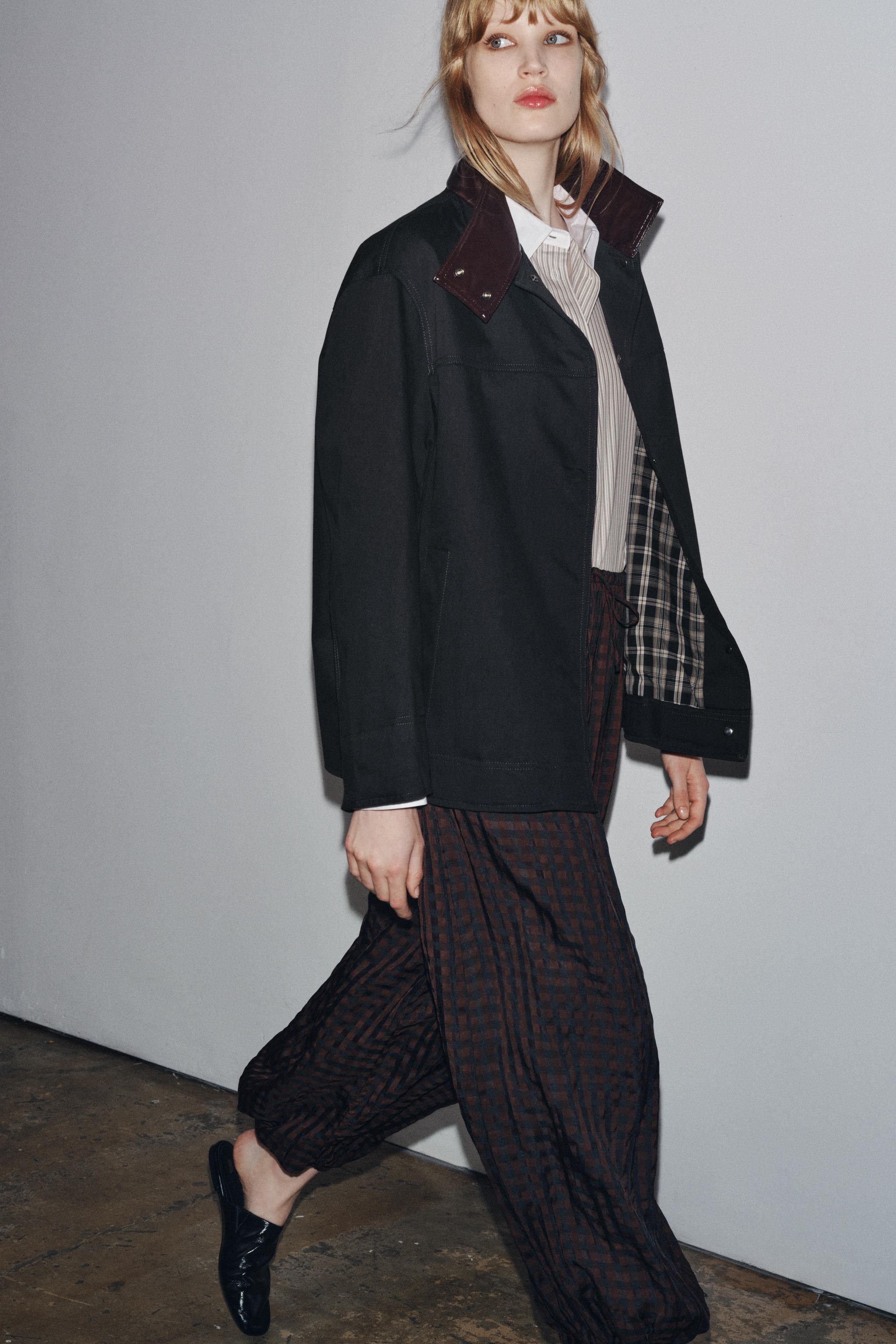 Zw Collection Contrast Collar Jacket