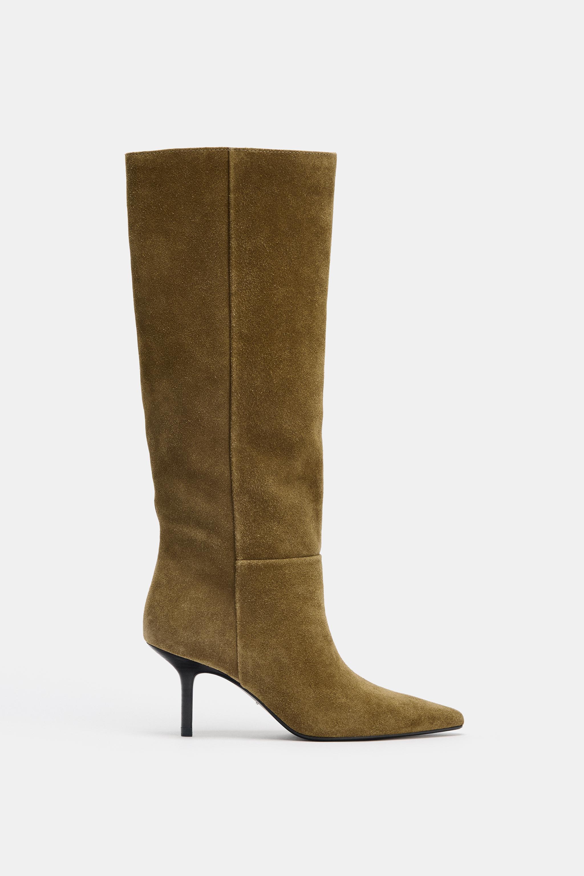 Split Suede Stiletto Heel Boots