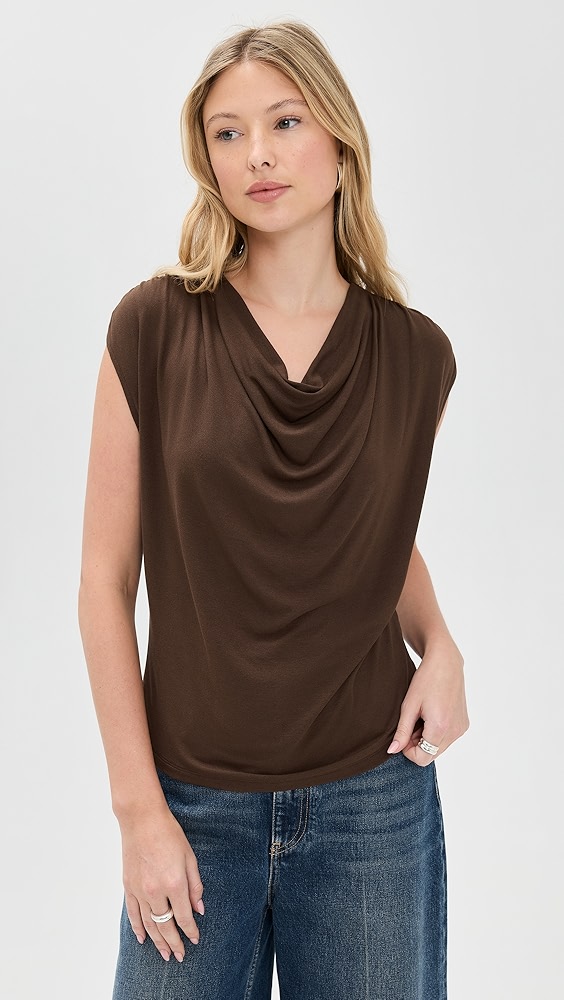 Vince Sleeveless Draped Cowl Neck Top