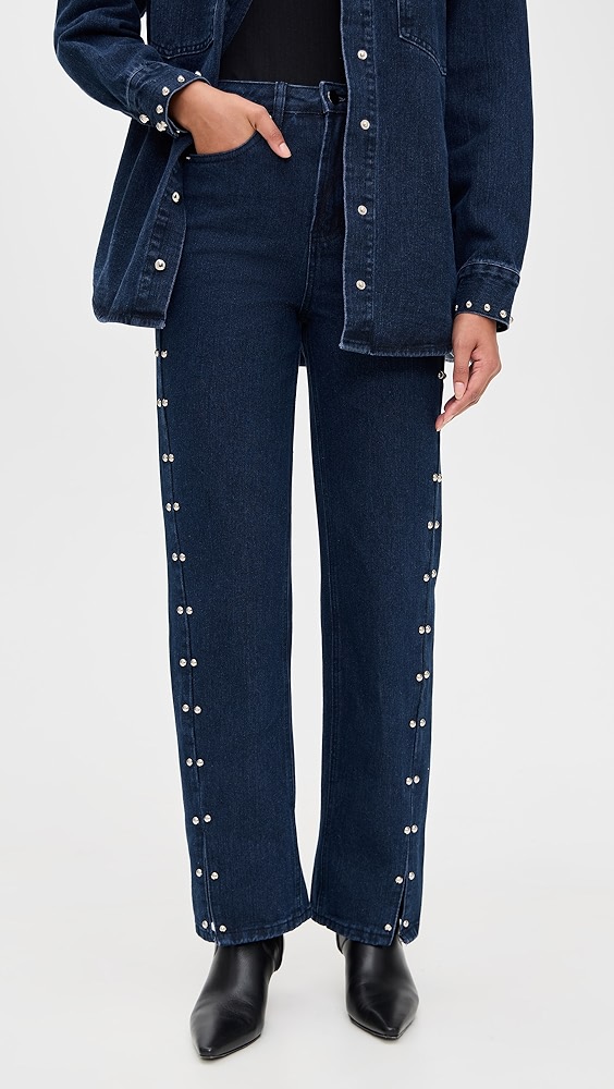Moon River Stud Detail Denim Pants