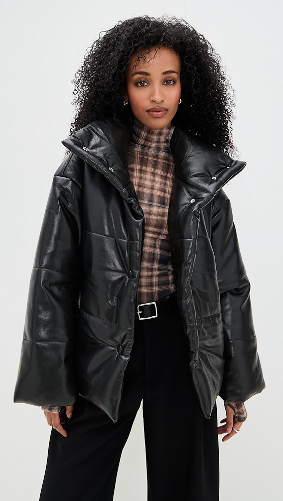 Nanushka Hide Faux Leather Puffer Coat