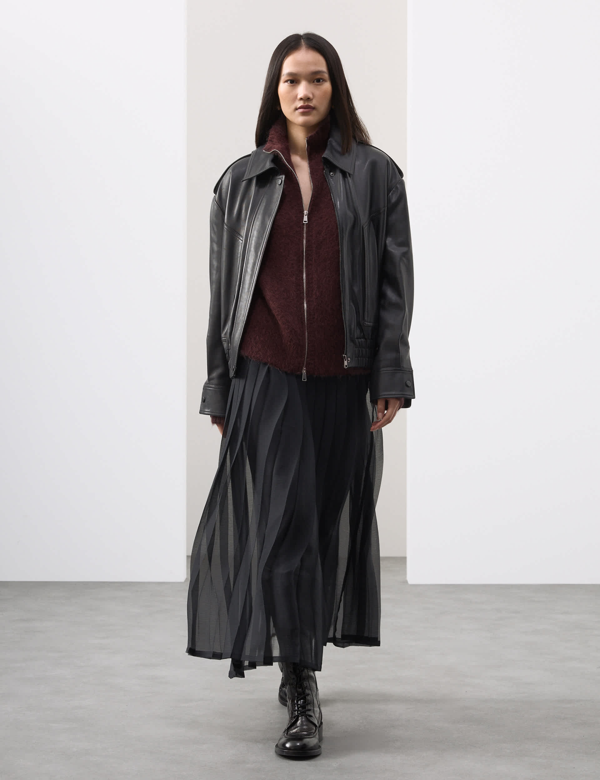 Organza Pleated Maxi Skirt