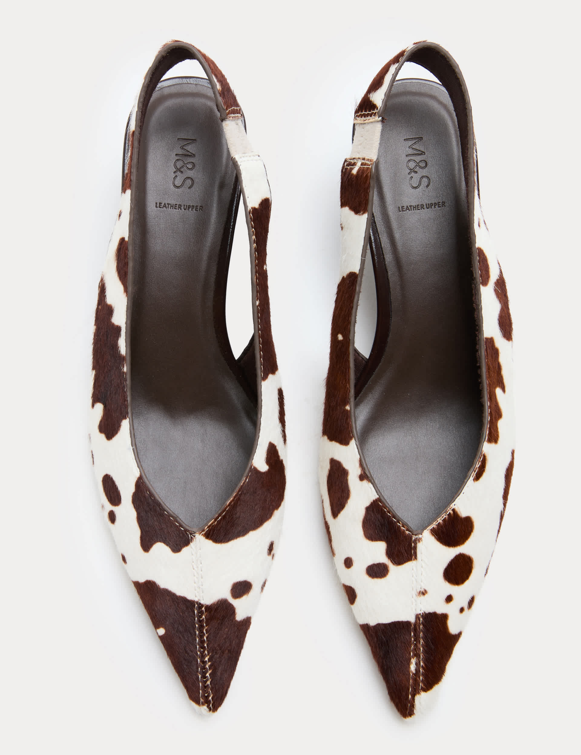 Leather Hair on Wedge Pointed Slingback Shoes