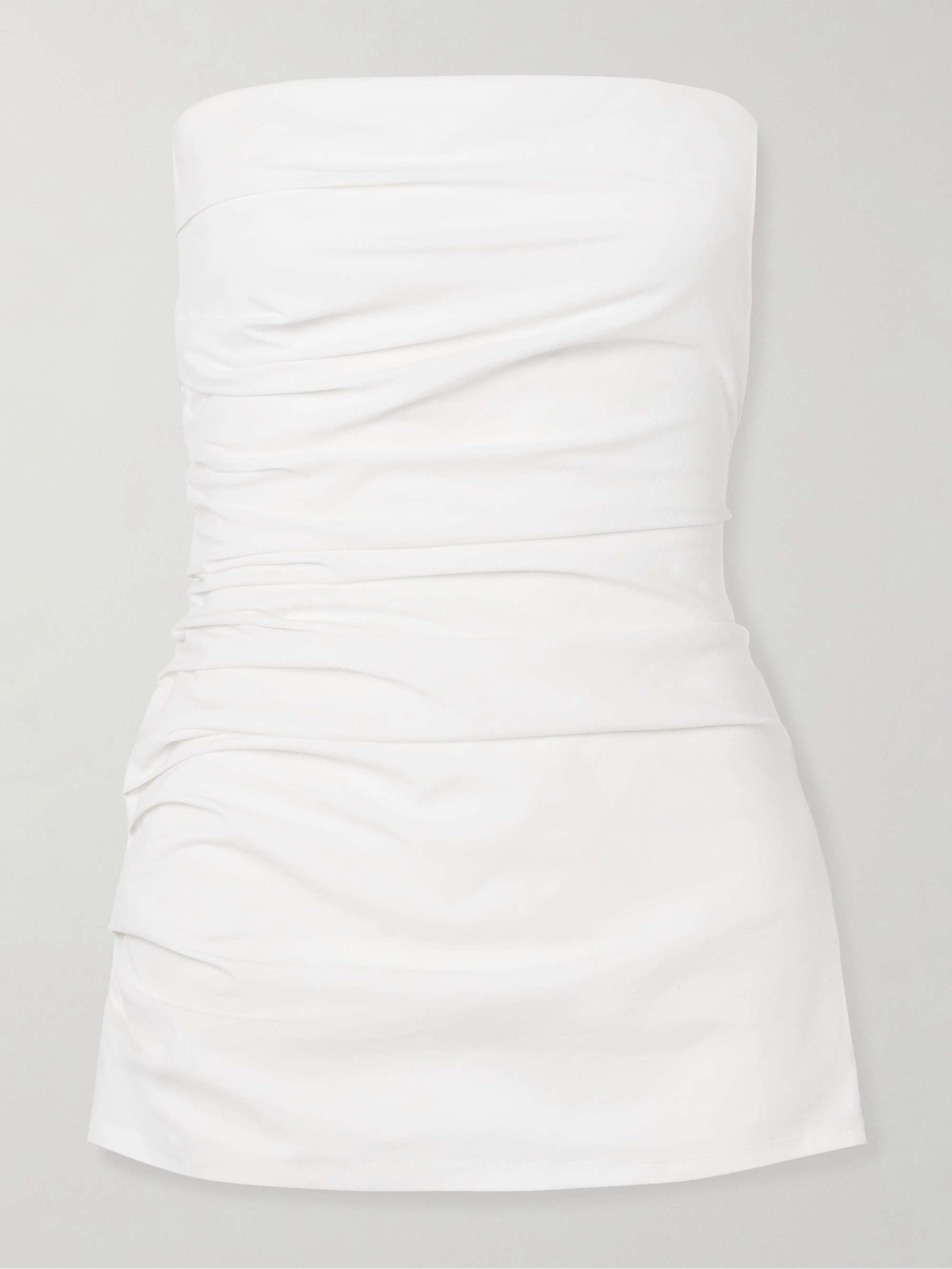 Lena Strapless Gathered Cotton-Blend Poplin Top