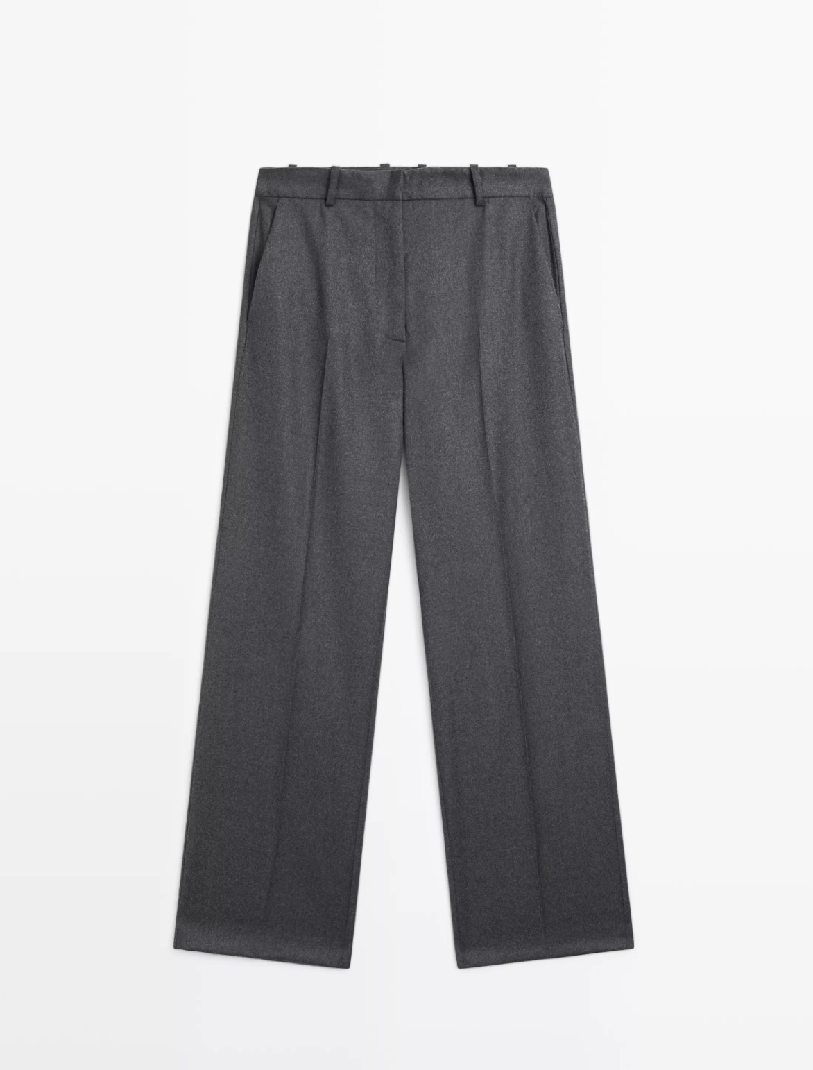 Massimo Dutti, 100% Wool Flannel Suit Trousers