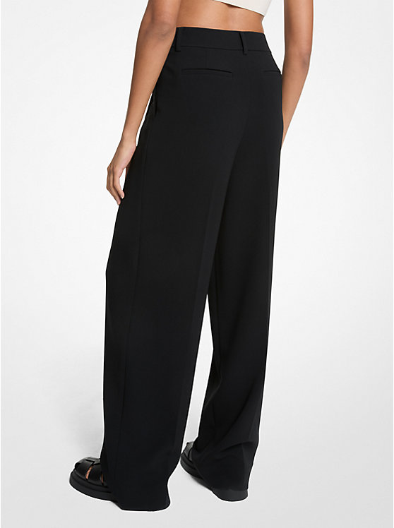 Pleated Crepe Wide-Leg Pant