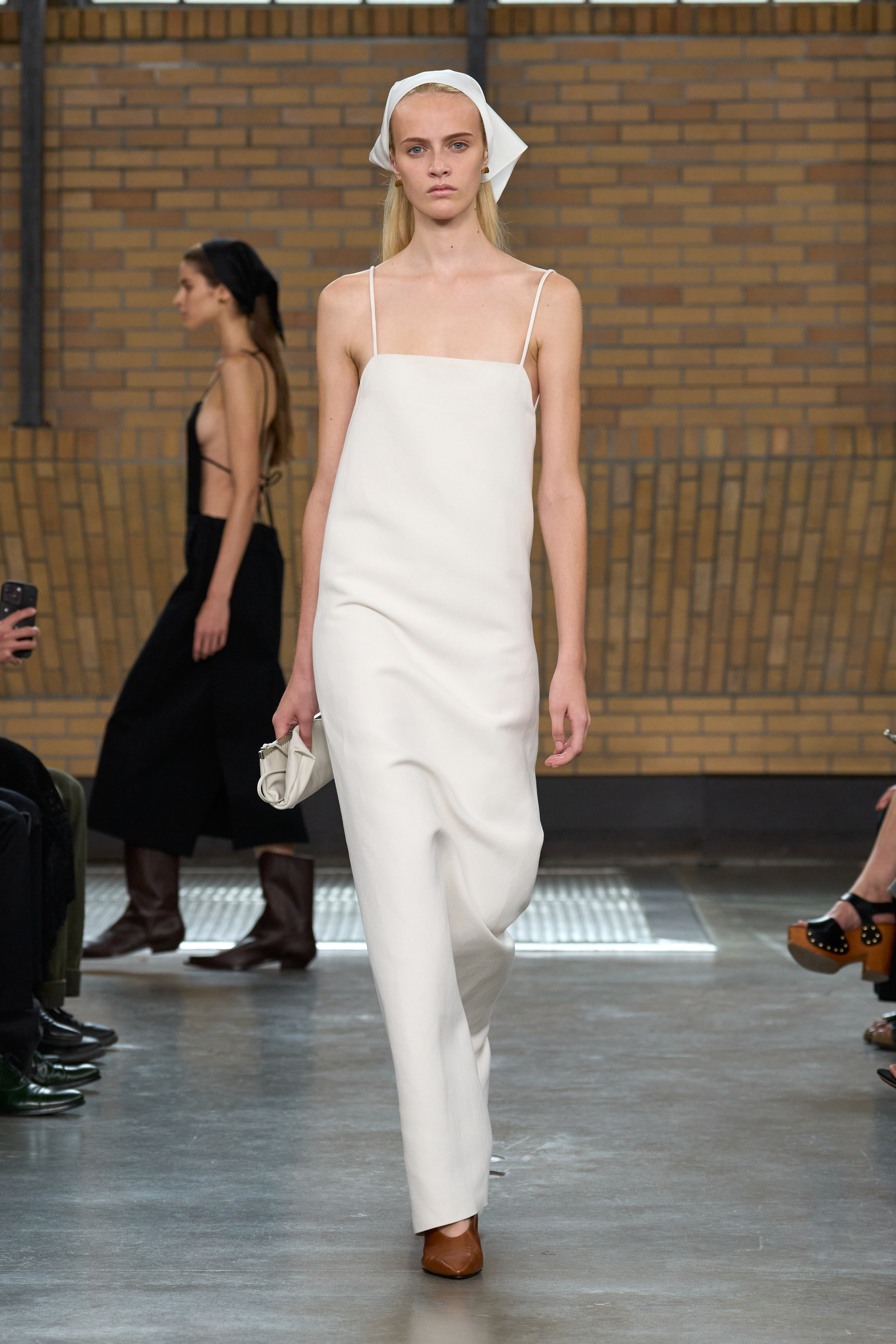 Calvin Klein Spring/Summer 26 model wears white dress white bandana