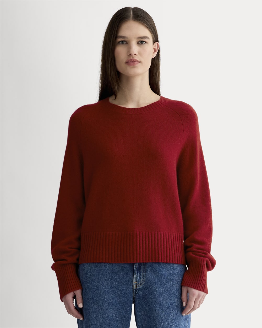 The Boxy Crew in Cashmere | Berry Red - Xxs