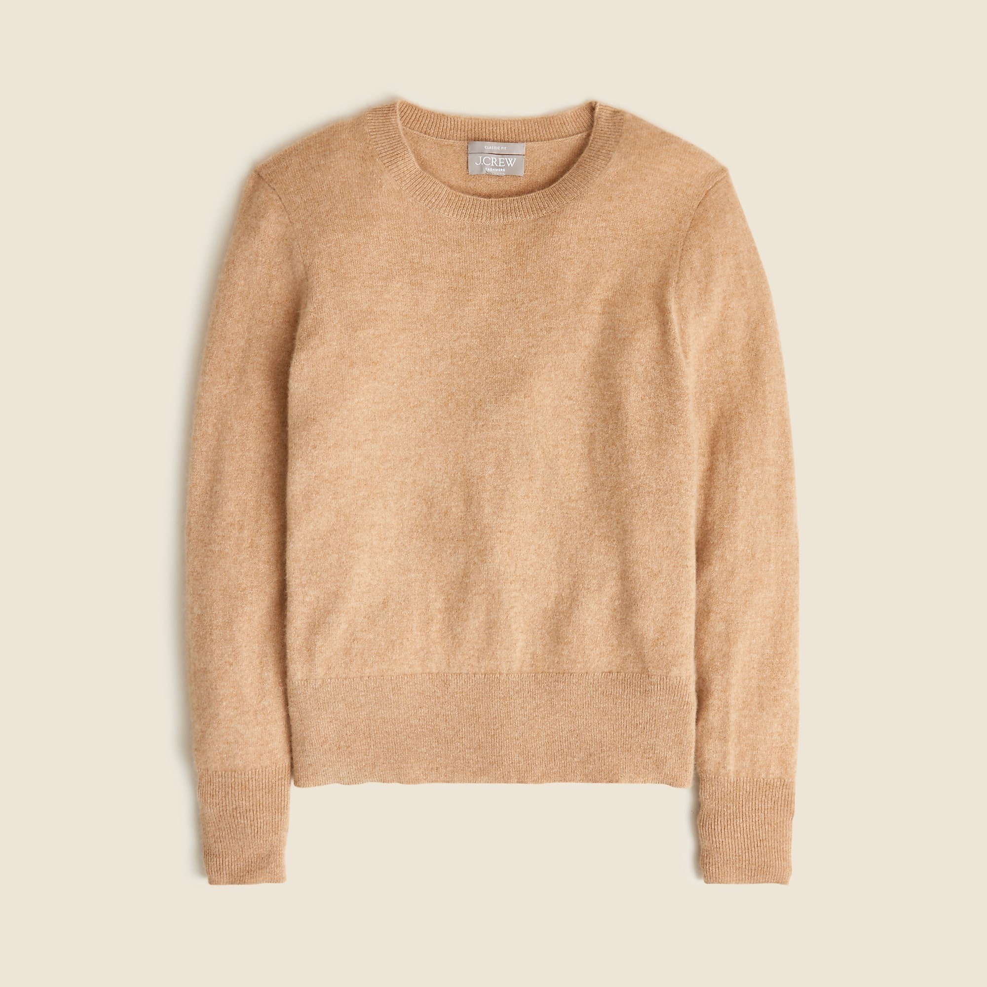 J.Crew, Cashmere Classic-Fit Crewneck Sweater in Hthr Camel