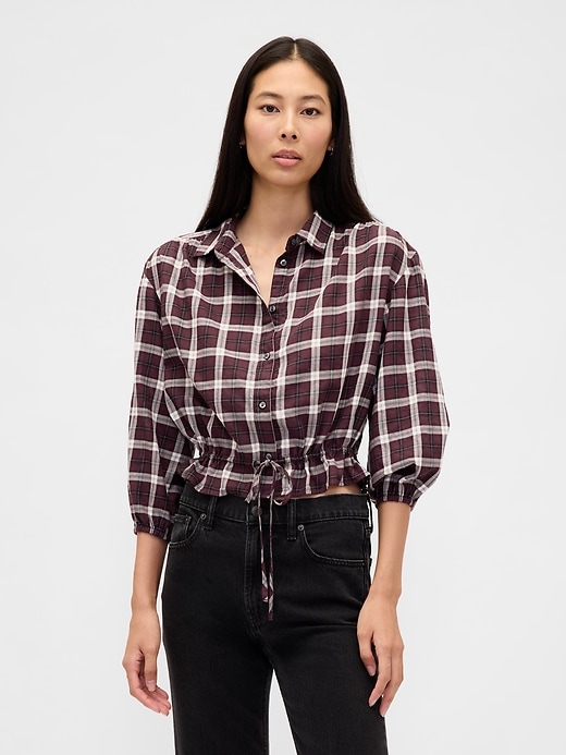 Flannel Tie-Waist Top