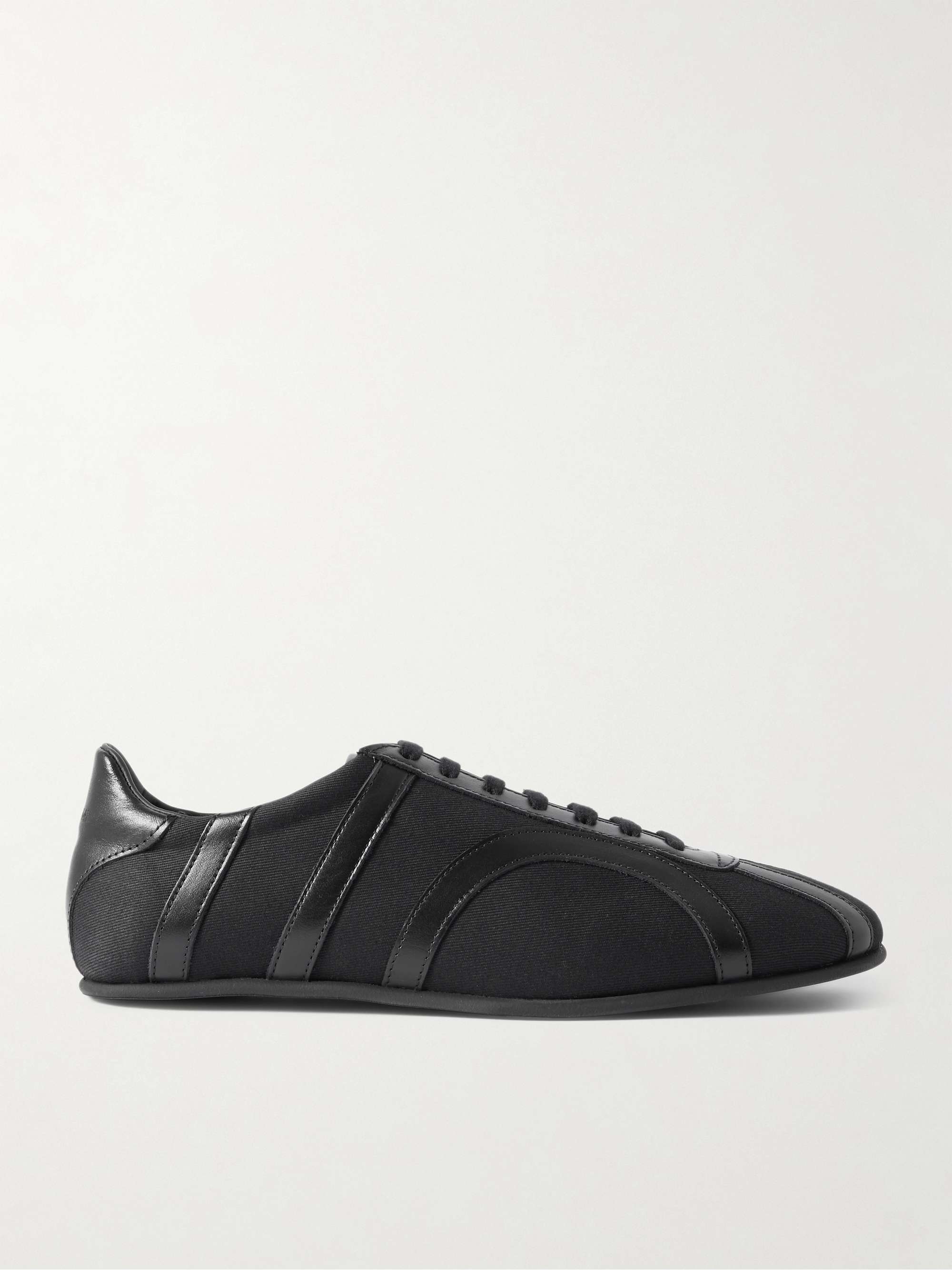 Leather-Trimmed Cotton-Canvas Sneakers