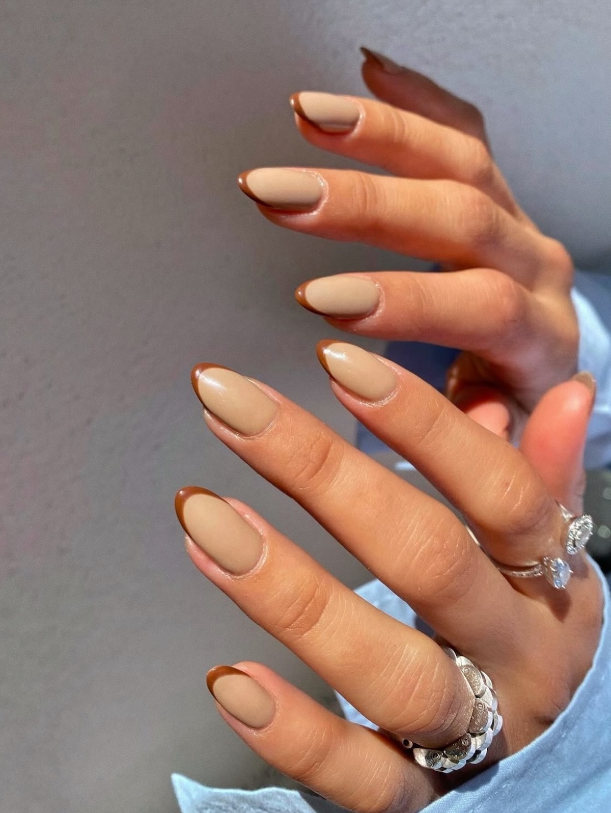 Brown French manicure