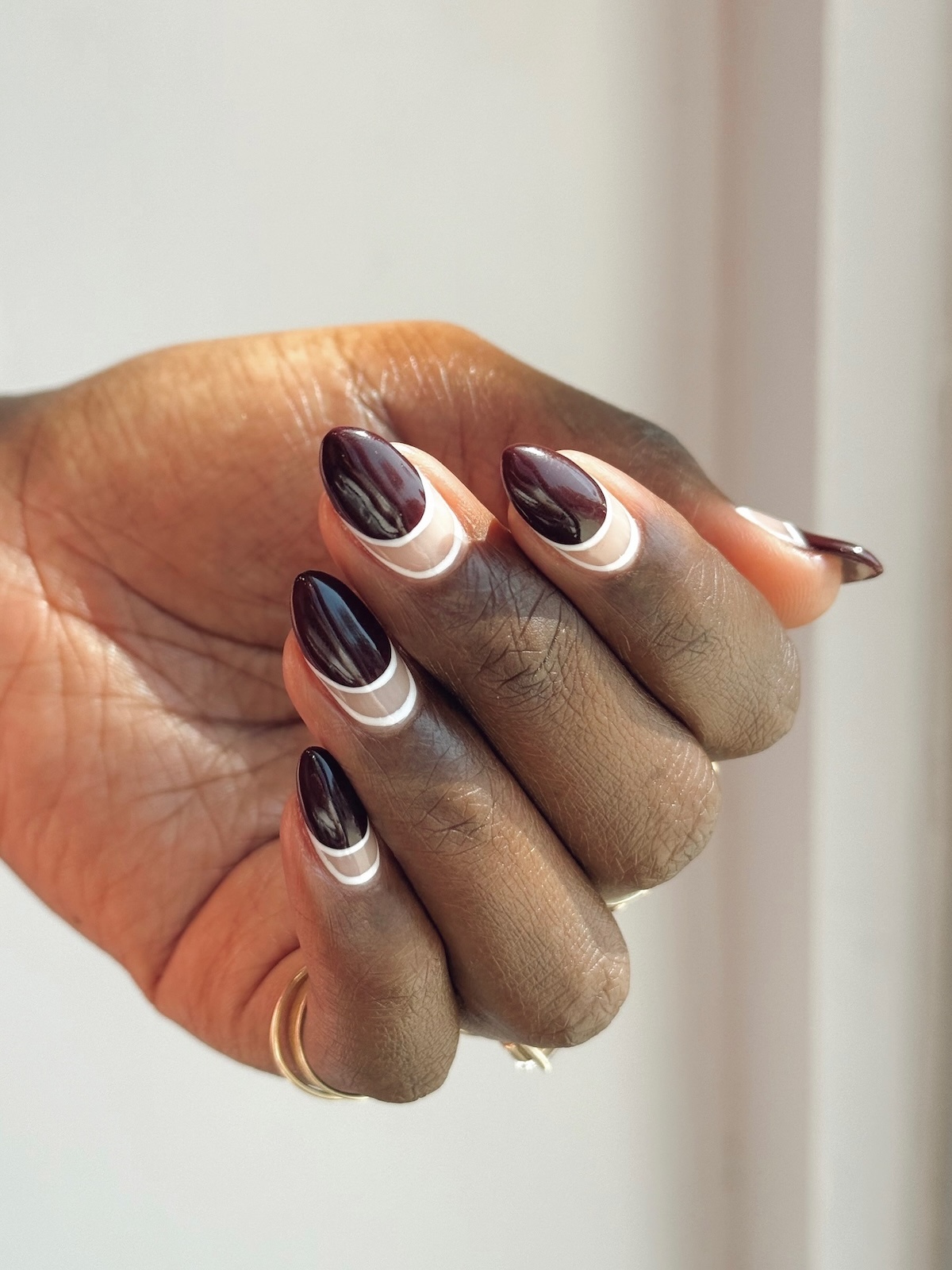 Brown minimalist nail art design