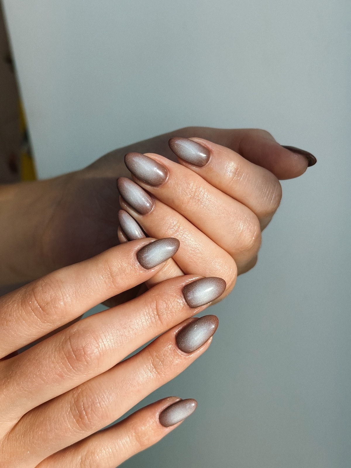 Frosted brown manicure