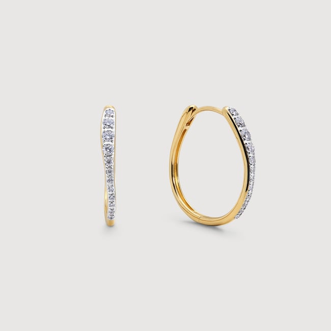 Gold Vermeil Riva Pav&amp;eacute; Diamond Medium Hoop Earrings - Lab Grown Diamond