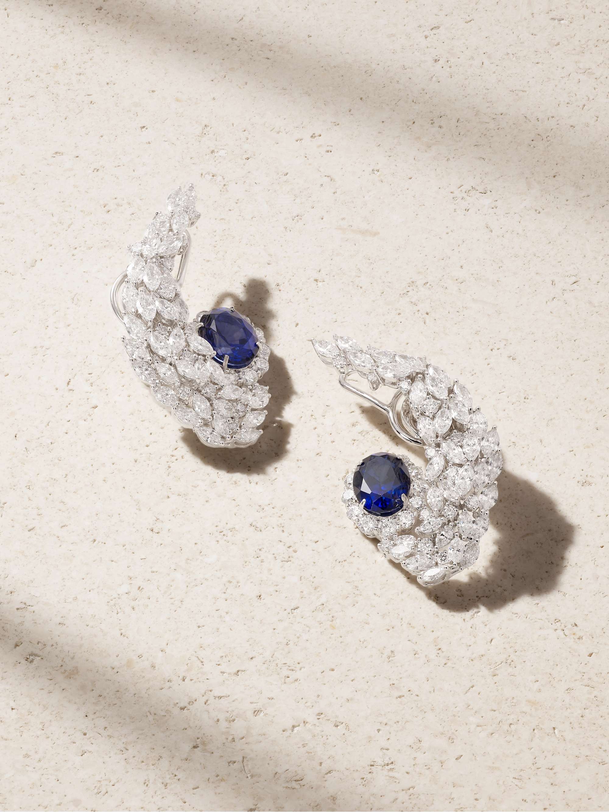18-Karat White Gold, Diamond and Sapphire Earrings