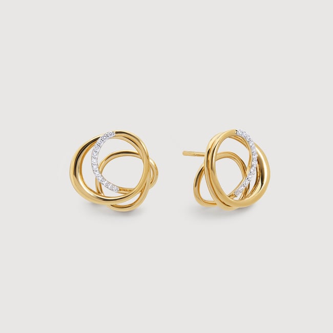 Gold Vermeil Nura Wrap Pav&amp;eacute; Diamond Stud Earrings - Lab Grown Diamond