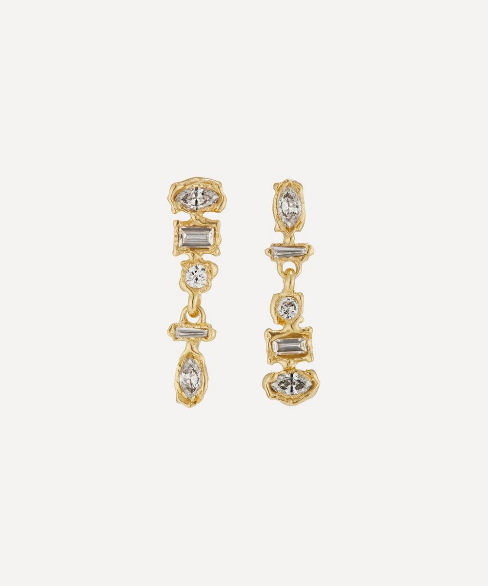 14ct Gold Armach Mixed Diamond Drop Earrings I