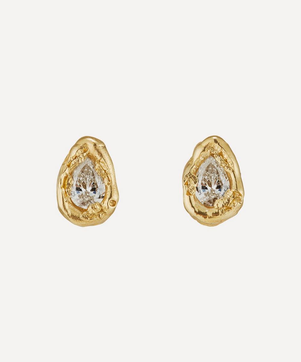 14ct Gold X Pear Diamond Stud Earrings