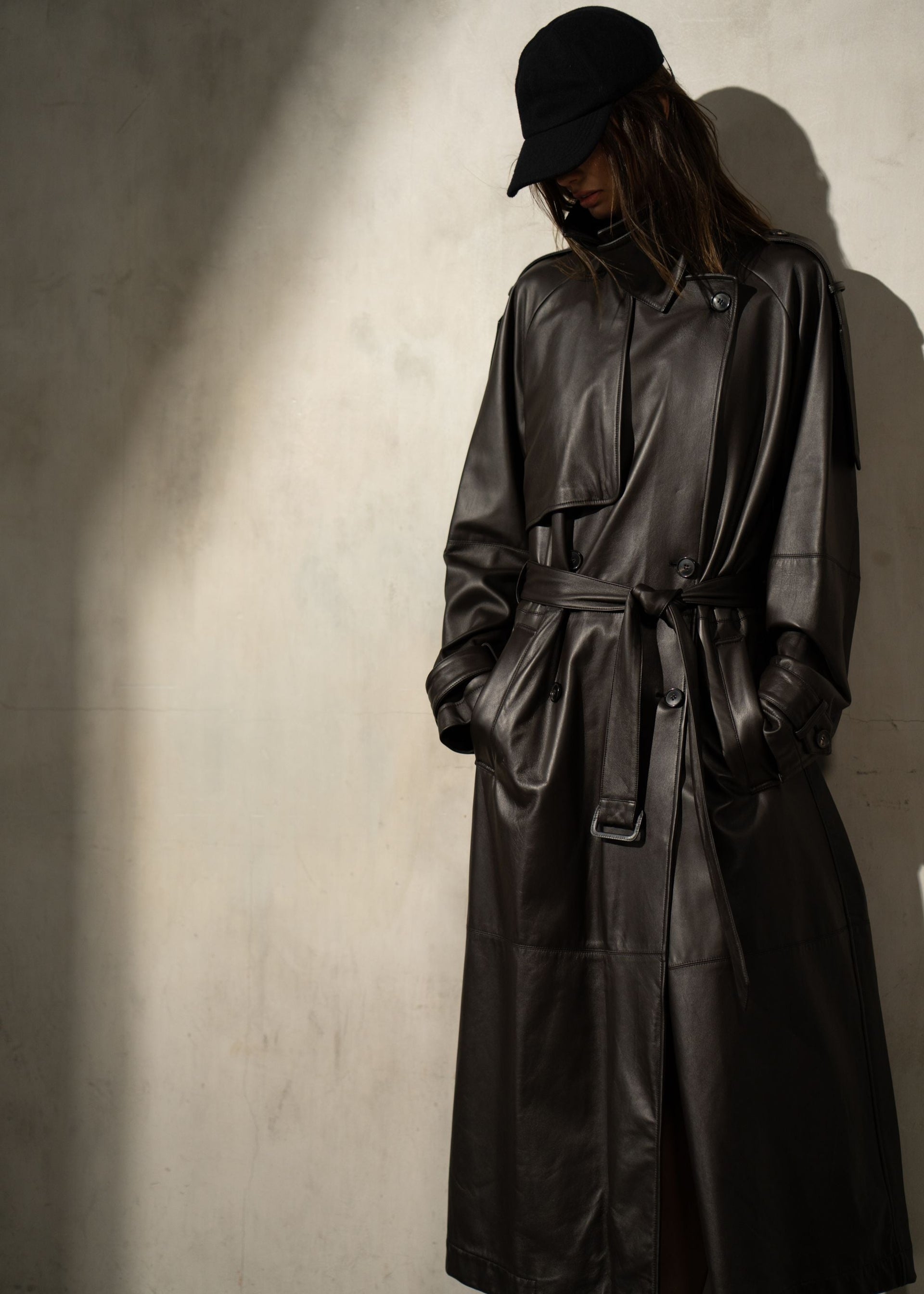 Italian Leather Trench - Dark Espresso
