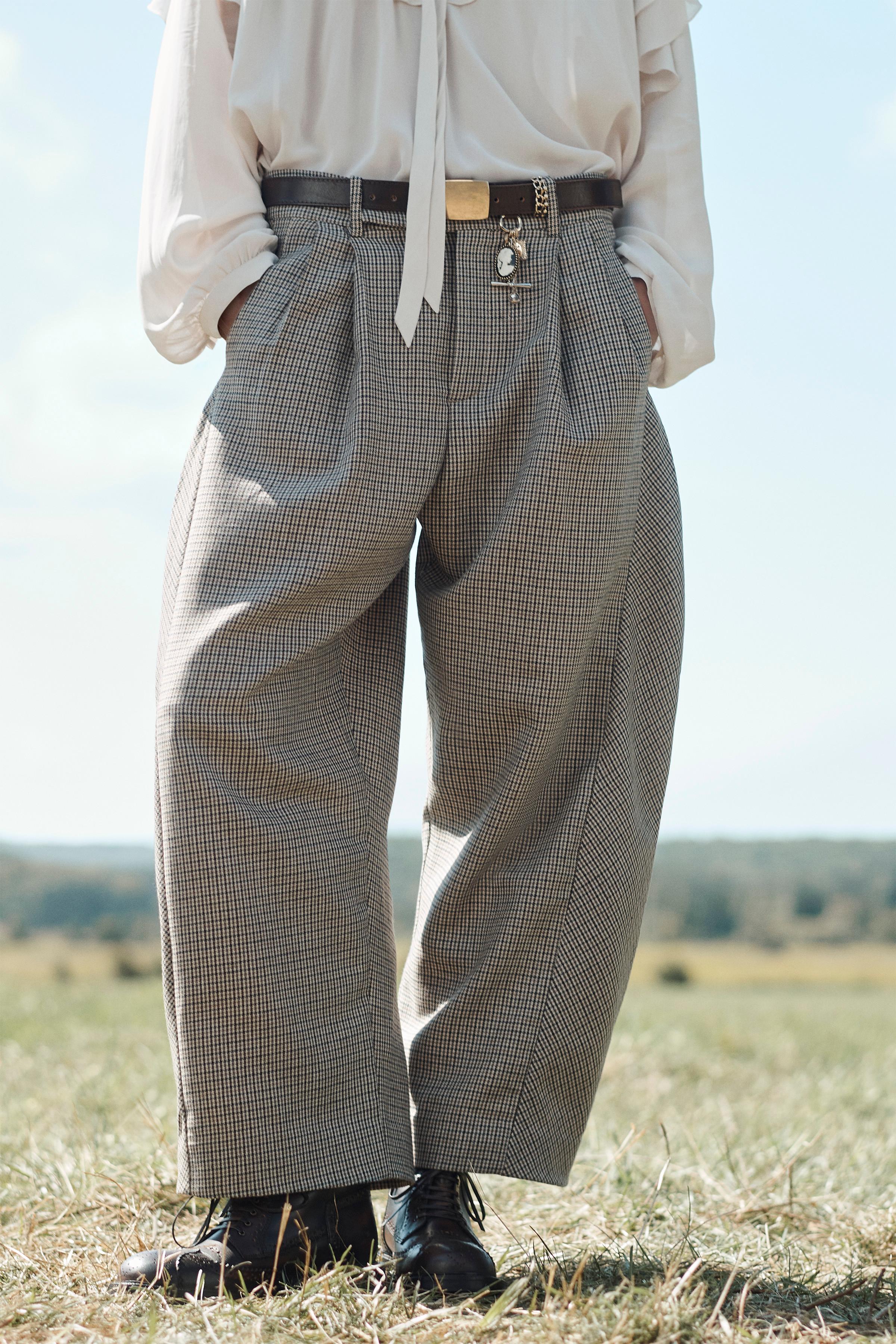 Limited Edition Plaid Balloon Pants With Wool