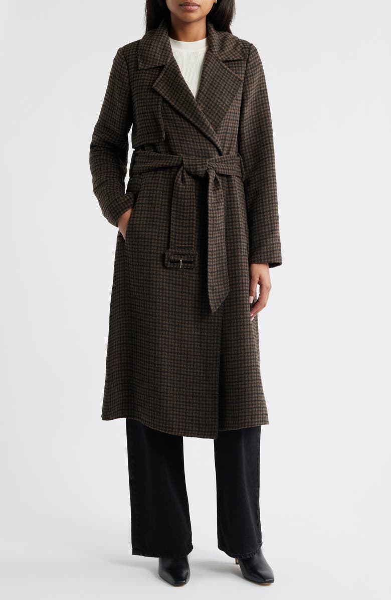 Houndstooth Double Face Belted Coat