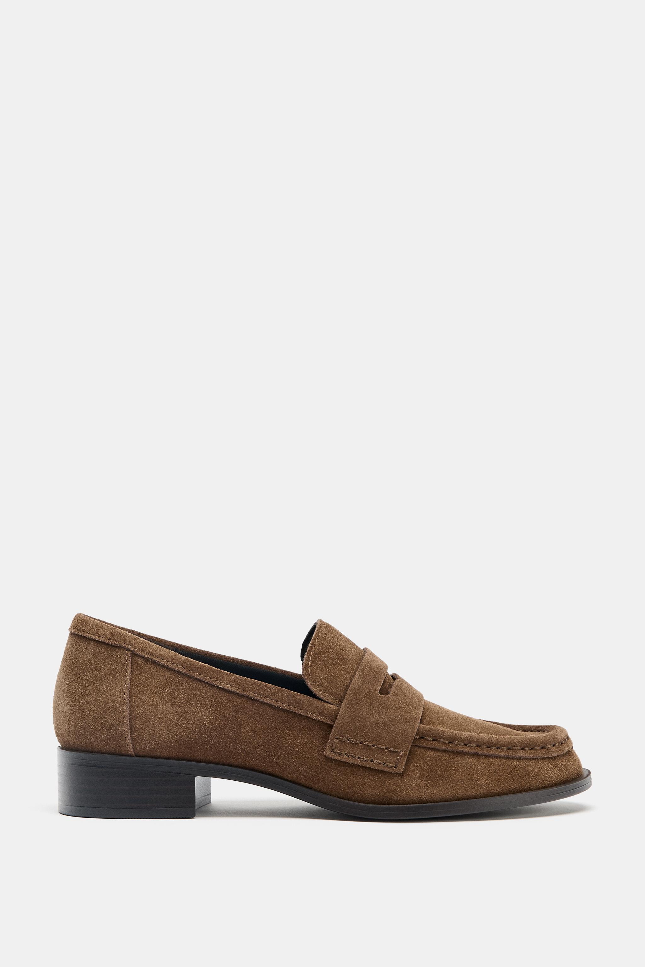 Split Suede Penny Loafers