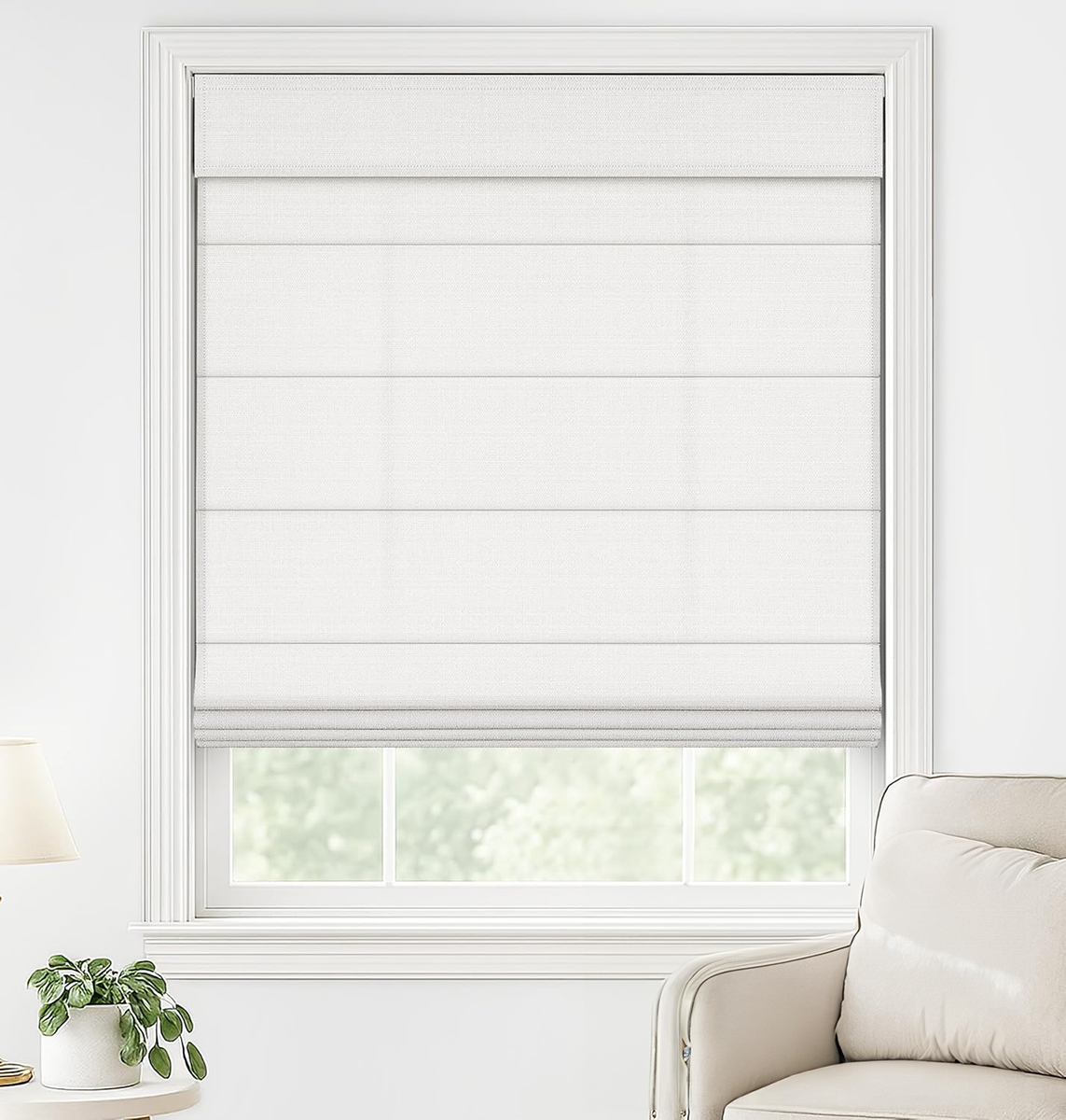 LazBlinds, Lazblinds No Drill Roman Shades for Windows, Cordless Light Filtering Window Shades With Uv Protection, Polyester Fabric for Bedroom &amp;amp; Living Room, 34&quot; W X 64&quot; H, Off White