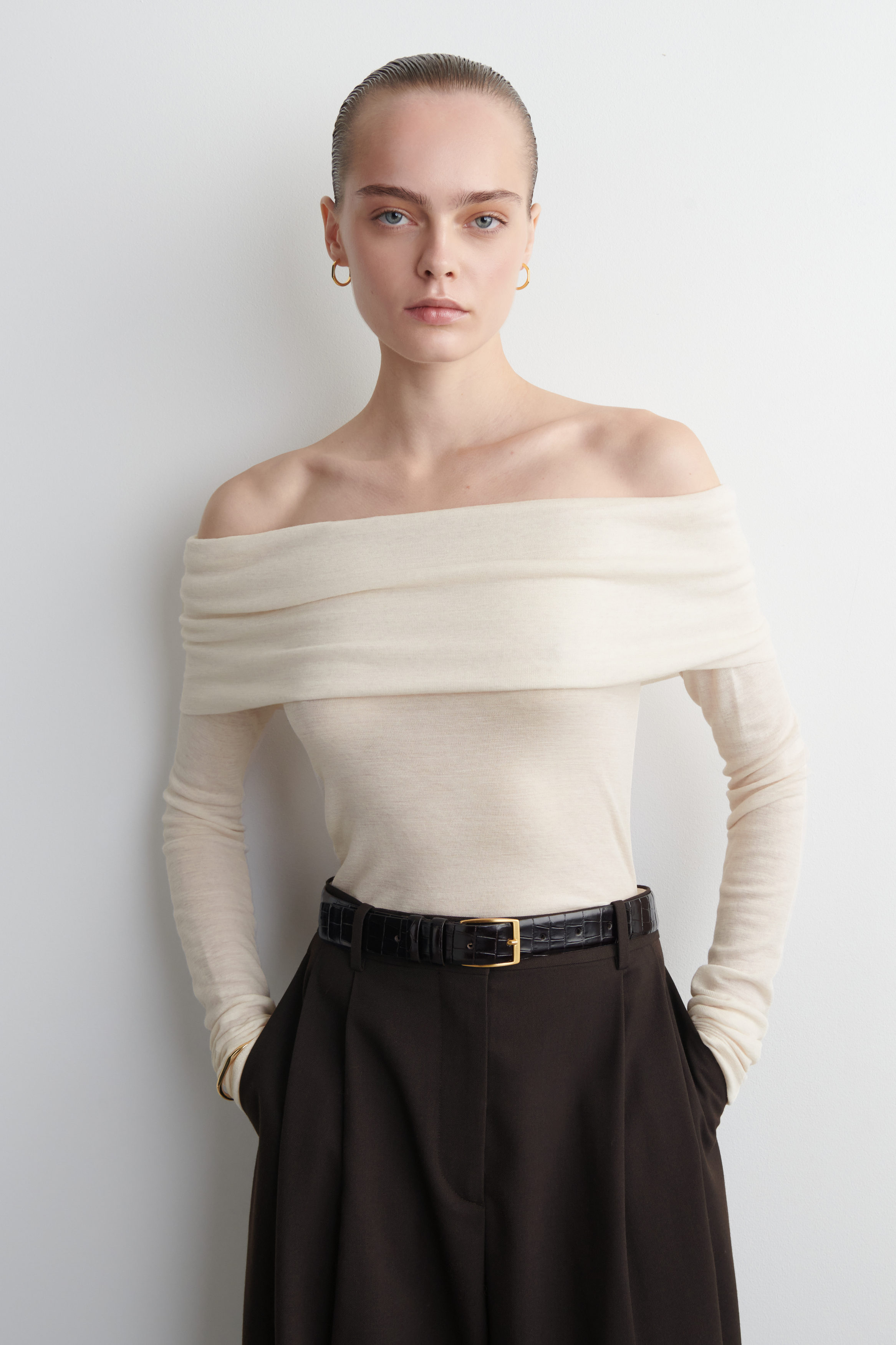 Off-The-Shoulder Merino Wool Top