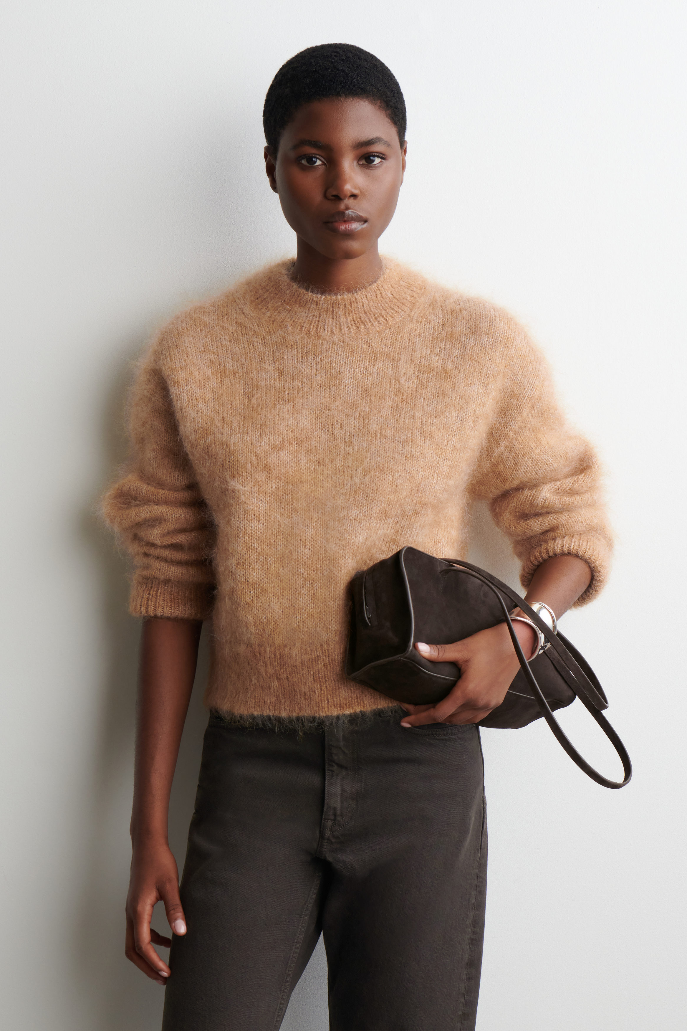 Mohair-Wool Crew-Neck Sweater
