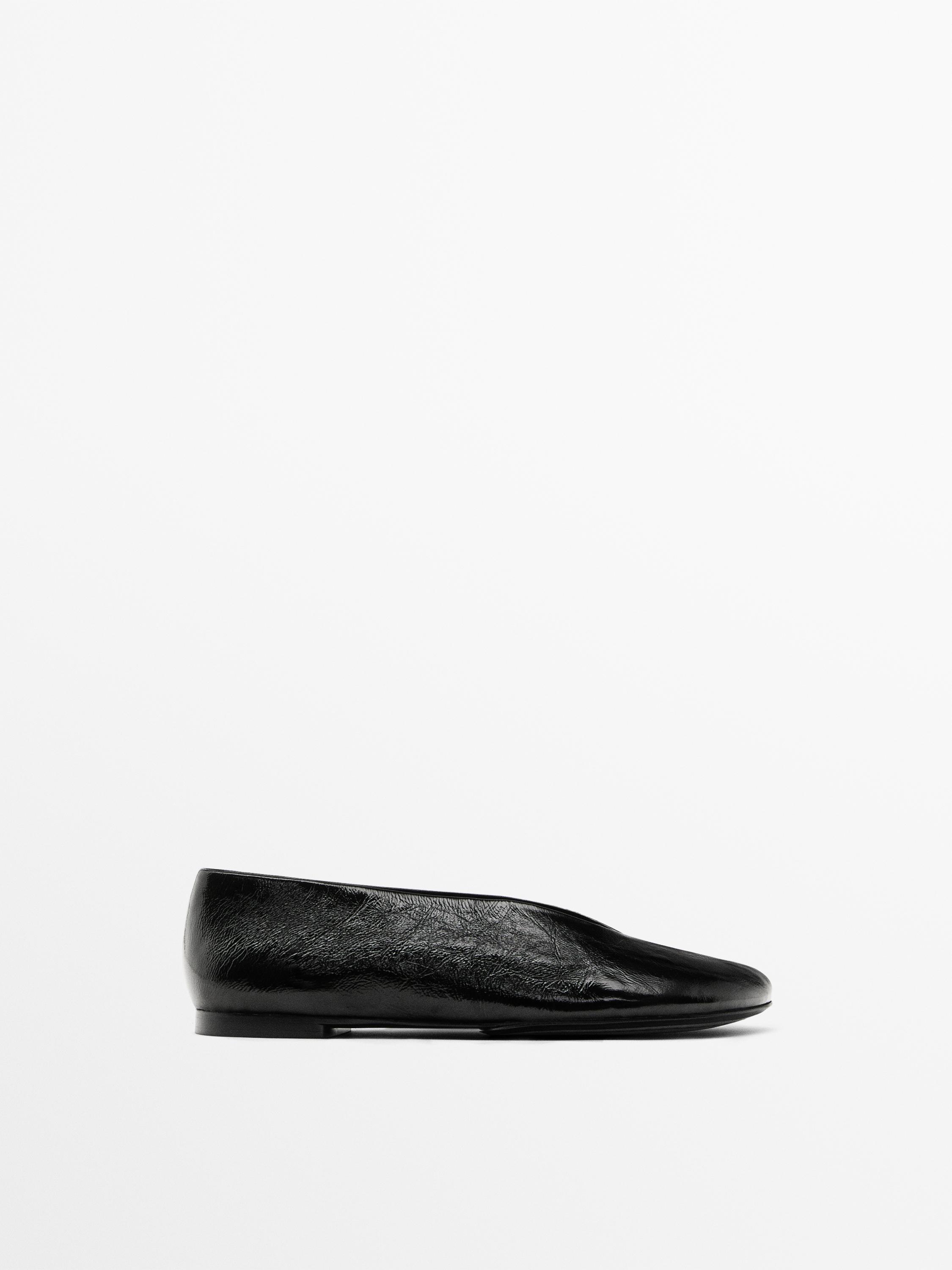 Massimo Dutti, Shiny Soft Leather Ballet Flats