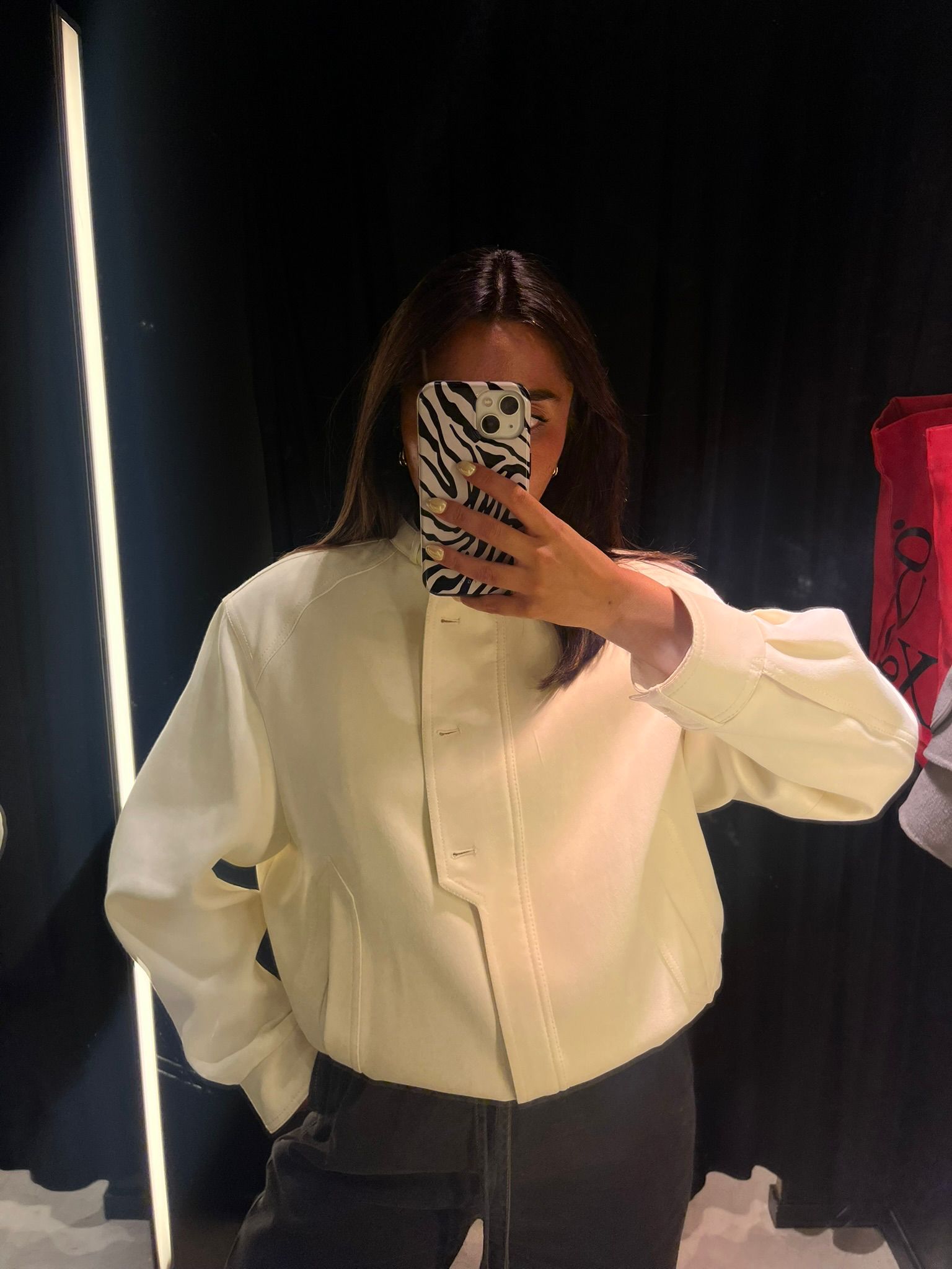 Marina wearing Zara Jacket