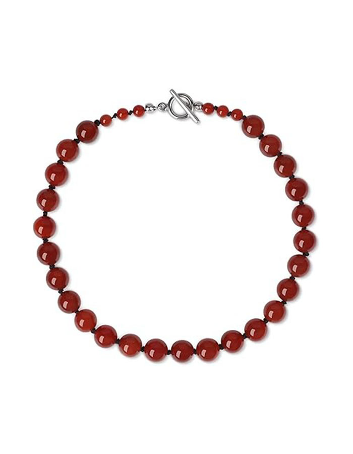 Gavu Red Carnelian Crystal Necklace for Women, Beaded Statement Necklace for Women 18&quot;