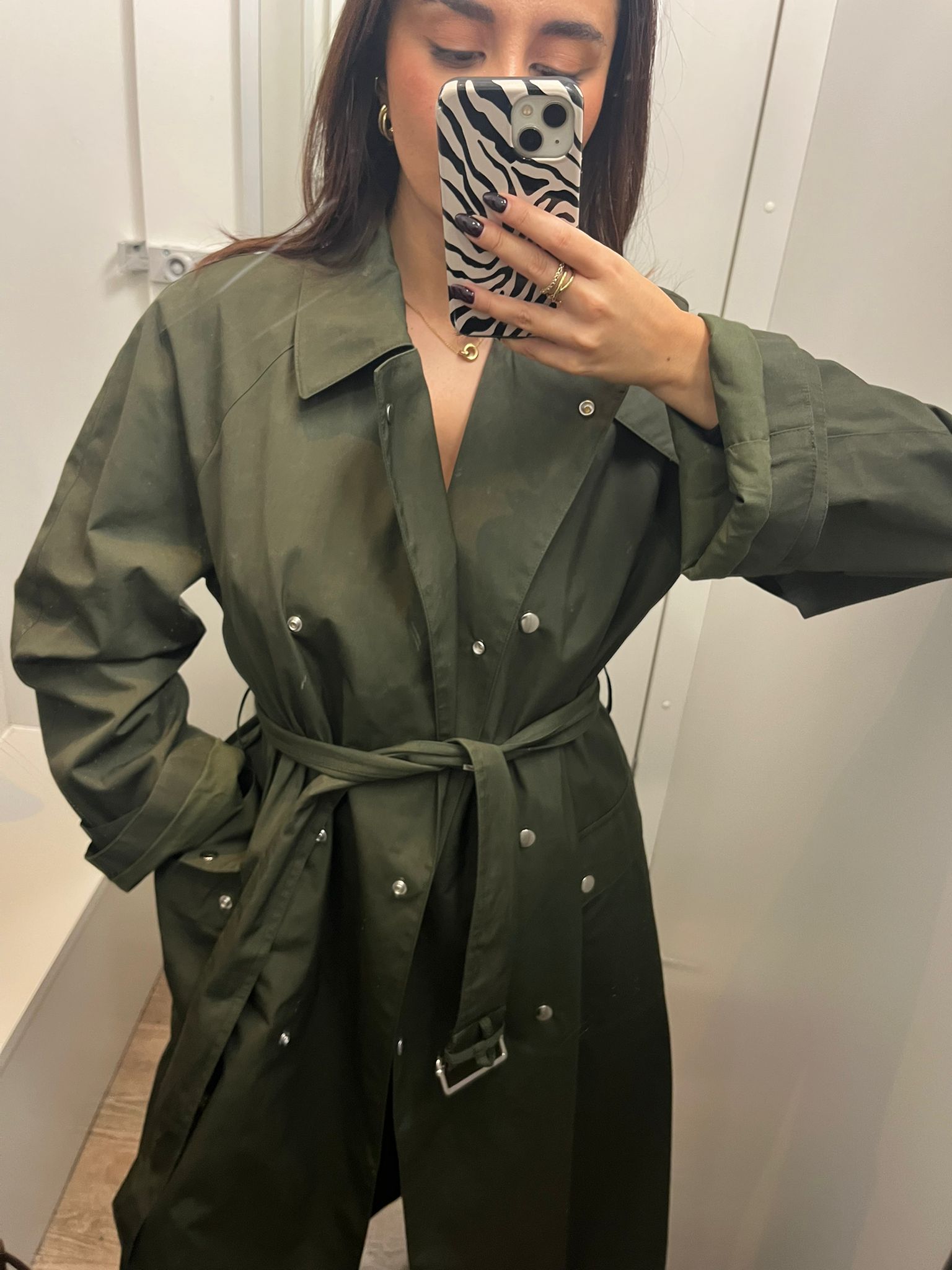Senior Shopping Editor Marina wearing Khaki trench coat from M&amp;amp;S