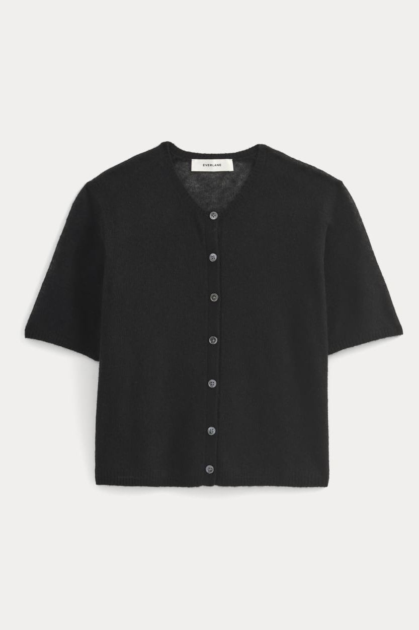 The Air Alpaca&amp;trade; Short-Sleeve Cardigan | Black - Xxs
