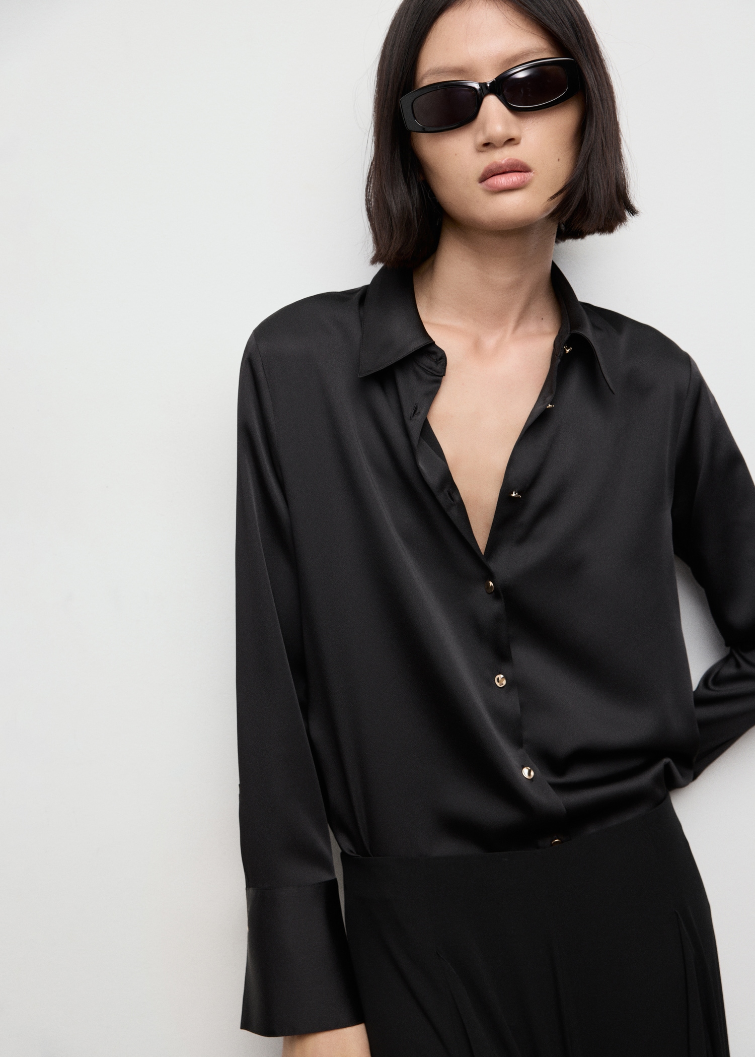 Satin Finish Flowy Shirt - Women | Mango United Kingdom