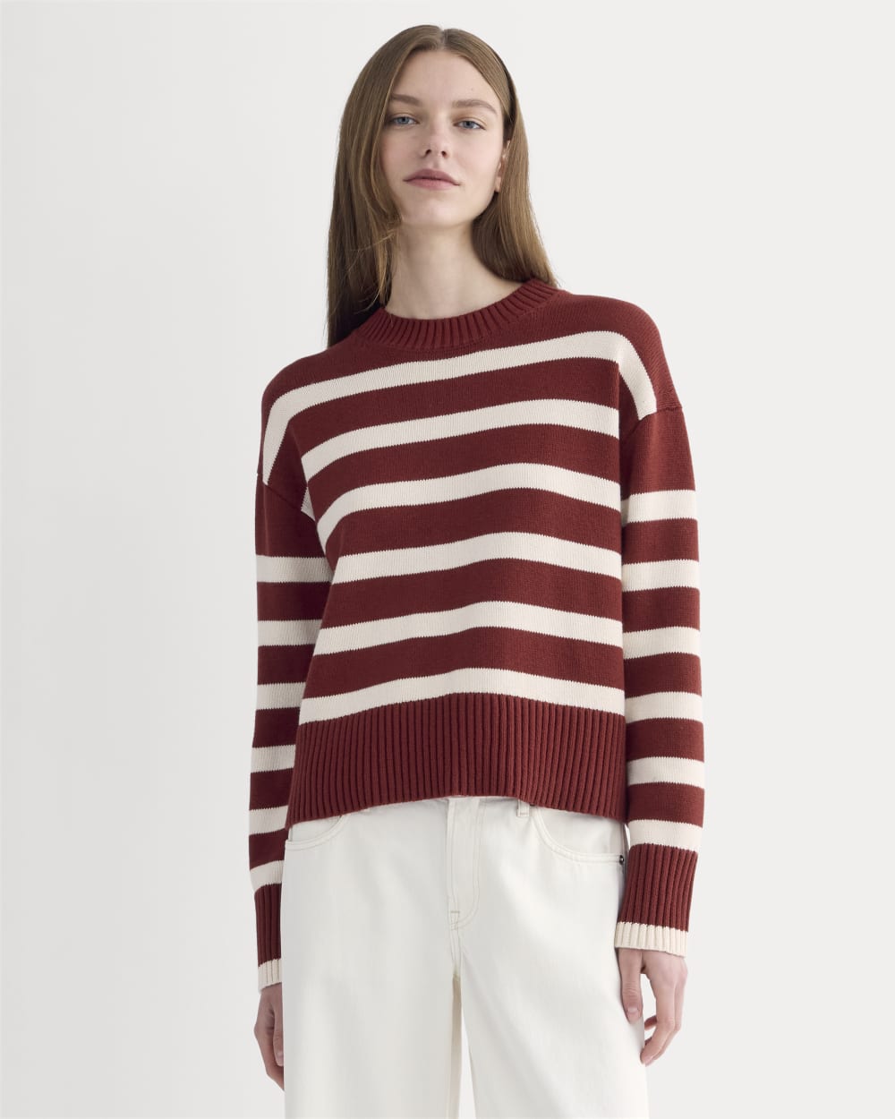 The Boxy Sweater in Everyday Cotton | Merlot / Canvas - Xxs